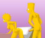  anus ass bart_simpson bent_over breasts brother_and_sister erect_nipples erect_penis evilweazel_(artist) imminent_sex incest lisa_simpson nude shaved_pussy the_simpsons thighs yellow_skin 