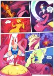  2girls adventure_time assisted_exposure breasts comic doxy fionna_the_human flame_princess hair inner_fire_(adventure_time) monster multiple_girls nude panties prismgirls red_hair sword thick_thighs wardrobe_malfunction weapon 