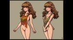 1girl akabur areolae breasts brown_hair hair harry_potter hermione_granger nipples witch_trainer