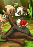  2girls anthro bbmbbf ecaflip feline fur34 fur34* furry multiple_girls palcomix panda pandawa sandals toes wakfu yuri yuri_haven 