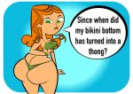 1_female 1_girl 1_human ass_crack big_ass bikini breasts butt cartoon_network cleavage codykins123 curly_hair english_text female female_human female_only green_eyes hair hourglass_figure human human_only izzy_(tdi) long_hair looking_back looking_down navel orange_hair solo standing text thick_ass thick_legs thick_thighs total_drama_island wide_hips