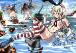  3_girls 3girls anchor areola areolae big_breasts black_panties blonde blonde_hair breasts brown_hair budget_sarashi dark_skin elbow_gloves giantess glasses gloves hairband headgear high_resolution highres kantai_collection large_breasts lighthouse long_hair megane multiple_girls musashi_(kantai_collection) nanokah2 navel nipples panties ponytail rensouhou-chan sarashi sexually_suggestive shimakaze_(kantai_collection) short_hair smoke stockings striped striped_legwear thighhighs tied_hair torn_clothes turret twin_tails twintails two_side_up underwear very_long_hair white_gloves yamato_(kantai_collection) 