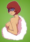  1_girl 1girl bespectacled breasts brown_hair erect_nipples female female_human female_only glasses human looking_at_viewer scooby-doo short_brown_hair short_hair sideboob solo topless velma_dinkley 