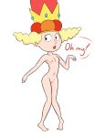 1girl 1girl arty-platypi crown disney english_text feet female_only navel nipples queen queen_delightful the_7d toes