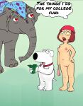  beastiality brian_griffin edit elephant family_guy female_full_frontal_nudity female_nudity fully_nude_girl_in_public fully_nude_woman_in_public heart-shaped_pupils imminent_sex jabcomix meg_griffin prostitution pussy red_hair size_difference vulva 