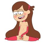  1girl black_eyes brown_hair eyelashes female gravity_falls kndhentai long_hair mabel_pines nipples pussy solo spread_pussy thighhighs 