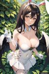 1girl ai_generated albedo_(overlord) big_breasts black_hair bunny_ears female_only overlord_(maruyama) trynectar.ai wings