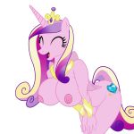  1girl alicorn ass bent_over big_breasts breasts closed_eyes crown cute cutie_mark equine erect_nipples friendship_is_magic hair horn horse multicolored_hair my_little_pony nipples nude open_mouth pony princess_cadance simple_background smile solo standing tongue transparent_background winged_unicorn wings 