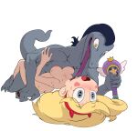  1boy 1girl ass blonde_hair blue_eyes breasts couple crazy_eyes enjoying_rape heart-shaped_pupils interspecies long_tongue magic_wand nipples sex star_butterfly star_vs_the_forces_of_evil sweating toffee yellow_elephant 