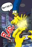 big_breasts breasts camera caught gundam_(artist) kitchen marge_simpson surprised the_simpsons yellow_skin