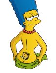  backshot foxhound marge_simpson metal_gear_solid milf mother sideboob simple_background sitting smile suggestive tattoo the_simpsons tramp_stamp transparent_background yellow_skin 