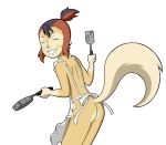  anthro apron ass bottomless cat cub feline frying_pan furry naked_apron nude smile spatula suggestive tail thundercats transparent_background wilykit young 
