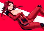 1girl akiza_izinski areolae bad_id biker_clothes bikesuit blush bodysuit breasts brown_eyes highres huge_breasts izayoi_aki large_breasts looking_at_viewer nipples open_mouth red_hair short_hair skintight solo usa_(artist) usaki_(ama) yellow_eyes yu-gi-oh! yu-gi-oh!_5d&#039;s yuu-gi-ou yuu-gi-ou_5d&#039;s