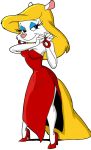  1girl animaniacs anthro blonde breasts cartoon dress earrings furry high_heels minerva_mink simple_background smile tail transparent_background 