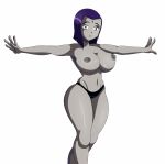 1girl arms_out arms_outstretched big_breasts breasts dc_comics female_only forehead_jewel grey_nipples grey_skin huge_breasts nipples raven_(dc) short_hair solo_female sonson-sensei teen_titans topless underwear