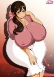 1girl bakudemon bbw big_breasts breasts female_only looking_at_viewer ponytail tagme