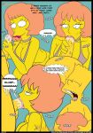  bart_simpson big_breasts breasts comic croc_(artist) cum hair maude_flanders milf old_and_young the_simpsons yellow_skin 