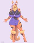 1girl 2015 anthro arcanine big_breasts breasts cleavage clothed clothing furry huge_breasts nintendo plankboy pokemon skimpy smile video_games 
