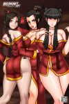  3_girls avatar:_the_last_airbender azula belmont black_hair cleavage dark_hair horny imminent_sex looking_at_viewer mai_(avatar) nightgown robe ty_lee undressing 