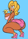  1girl 2022 5_fingers 5_toes banana beauty_mark big_ass big_breasts blonde_hair blue_eyes booty_shorts bubble_ass bubble_butt candy_kong cosplay cute donkey_kong_(series) donkey_kong_country fruit high_heels insanely_hot looking_at_viewer looking_back marina_williams mole nintendo oboithisisfunky pink_booty_shorts pink_heels pink_short_shorts pink_shorts pink_tank_top sexy sexy_ass sexy_body sexy_breasts sexy_pose short_shorts shorts sideboob smelly_ass squat squatting tagme tan tan_body tan_line tan_skin tan_skinned_female tank_top voluptuous wide_hips 