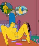  anal big_breasts breasts dildo hair marge_simpson milf tagme the_simpsons yellow_skin 