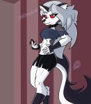evil_raccoon furry furry_only goth goth_girl gothic hairy_armpits helluva_boss loona_(vivzmind) medium_breasts tight_clothing wolf wolf_ears wolf_girl wolf_tail