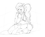  babydoll big_ass face_sitting hair_decorations monochrome repost twin_tails 