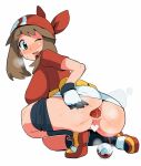  1girl anus ass bandanna big_ass brown_hair hair haruka_(pokemon) huge_ass may may_(pokemon) poke_ball pokemon rubbing 