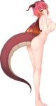  1girl 1girl 1girl ass bangs barefoot blush breast_suppress breasts bright_pupils completely_nude dragon_girl dragon_horns dragon_tail dragon_wings eyebrows_visible_through_hair feet full_body high_resolution horns huge_breasts linker_bell_academia_~rakudai_majo_to_himitsu_no_gishiki~ melusine_dragonette monster_girl nude official_art photoshop_(medium) pointed_ears red_eyes red_hair smile standing tachi-e tail transparent_background very_high_resolution wings yu-ta 