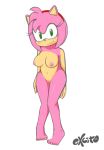  1girl amy_rose animal_ears blush breasts excito furry green_eyes looking_at_viewer nipples nude pink_hair pussy short_hair smile sonic_(series) tail white_background 