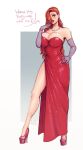  1girl 2018 big_breasts clothed_female devil_hs disney dress elbow_gloves female_focus female_only hair_over_one_eye high_heels jessica_rabbit long_hair mature mature_female solo_female solo_focus toon_character who_framed_roger_rabbit 