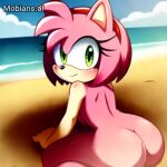 1girl ai_generated amy_rose anthro ass big_ass dat_ass female furry green_eyes hedgehog mobian_(species) mobians.ai nude pink_hair sega sideboob solo sonic_the_hedgehog_(series) tagme