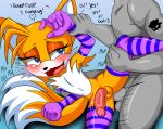  2:3 ahegao anal anal_penetration anthro ass balls canid canine clothing duo eyeshadow fox genitals girly gloves half-closed_eyes handwear high_res humanoid legwear looking_pleasured makeup male male/male male_penetrated male_penetrating male_penetrating_male mammal miles_&quot;tails&quot;_prower narrowed_eyes open_mouth penetration penis sega sex sirjzau sonic_the_hedgehog_(series) spread_legs spreading stockings tongue video_games young 
