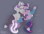2015 anthro areola big_breasts blush bonk_(artist) breasts closed_eyes clothed clothing cutie_mark daughter duo equine female/female friendship_is_magic fur furry hair half-closed_eyes horn incest legwear long_hair lying mammal milf mother_and_daughter multicolored_hair my_little_pony nipples on_back parent purple_fur purple_hair spread_legs spreading tongue tongue_out twilight_sparkle twilight_velvet two_tone_hair underwear unicorn