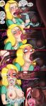  1girl areolae beastiality beth_smith blonde_hair breasts comic cum cum_in_mouth cum_in_orifice cum_on_hair equine facial fellatio hair handjob horse horsecock large_breasts licking nipples oral penis rick_and_morty shadman speech_bubble tongue zoophilia 