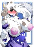 1girl 2010s 2015 anthro areola big_breasts blush bovine breasts cattle cow_tail drooling furry goatmom horn huge_breasts lactating mammal mature_female nipples saliva suddenhack tail toriel undertale undertale_(series) video_games