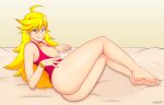  1girl 1girl areola ass barefoot blonde_hair breasts clothing exposed_breasts feet female_only hair high_resolution lackatask large_ass long_hair nipples panty_&amp;_stocking_with_garterbelt panty_(psg) shirt soles thighs toes 