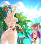  2_girls absurd_res alluring armlet arms_behind_head arms_up ass bangs bare_shoulders beach big_breasts bikini braid braided_ponytail breasts circlet cleavage cloud fire_emblem fire_emblem_heroes flower gold_trim green_hair hair_ornament hand_fan hat high_res holding jewelry linea_alba lips loki_(fire_emblem) loki_(summer)_(fire_emblem) long_hair looking_at_viewer looking_back multiple_girls n_ah_n navel nintendo official_alternate_costume one_eye_closed open_mouth palm_tree purple_bikini purple_eyes purple_hair sarong see-through_sarong shell_hair_ornament siblings sideboob single_braid sisters smile straw_hat sun sun_hat sunlight sweat swimsuit thighs thorr_(fire_emblem) thorr_(summer)_(fire_emblem) tree tropical white_bikini yellow_eyes 
