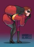  1girl arched_back ass bent_over big_ass big_breasts blush bodysuit breasts brown_hair clothed disney elastigirl erect_nipples fat_mons female_only flexible fully_clothed gradient_background hanging_breasts helen_parr high_heel_boots high_heels hips huge_breasts mask milf muscle_tone pale_skin pixar plump_vulva presenting short_hair skin_tight tagme the_incredibles thick_thighs thigh_high_boots thighs whargleblargle wide_hips 