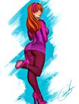  ass breasts clothed daphne_blake dress hairband high_heels pantyhose red_hair scooby-doo shoes 