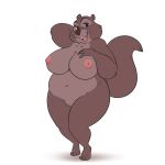  1female 1girl anthro anthro_only big_breasts breasts chubby disney exposed_breasts female female_only full_body fur furry granny_squirrel looking_at_viewer nipples pussy solo standing tail the_sword_in_the_stone white_background 