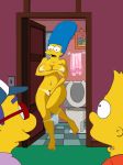  bart_simpson bathroom marge_simpson milhouse_van_houten panties_down surprised the_simpsons toilet voyeurism yellow_skin 