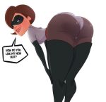  1girl 1girl ass bent_over big_breasts brown_hair clothing datguyphil disney elastigirl female_only helen_parr mature_female milf panties pixar short_hair solo_female solo_focus stockings suit superheroine the_incredibles the_incredibles_2 