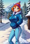 1girl 4kids_entertainment bloom_(winx_club) exposed_pussy female_only hairless_pussy mons_pubis nickelodeon no_pubic_hair rainbow_(animation_studio) shaved_pussy snow winter winter_clothes winter_coat winx_club zfive