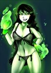 black_lingerie breasts disney energy glowing green_eyes kim_possible nipples panties pussy sencha-chi shego underwear