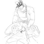  anal anonymous clothed erection_under_clothes hat jojo&#039;s_bizarre_adventure jotaro_kujo male male_on_male male_only male_penetrated muscular_male pecs pectorals stardust_crusaders yaoi yaoi 