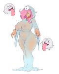  1girl big_breasts boo breasts cosplay crossover fluttershy friendship_is_magic hair_over_one_eye halloween mask my_little_pony nintendo nipples see-through sundown super_mario_bros. thick wide_hips 