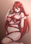  1girl 1girl 1girl alluring breasts christmas cordelia_(fire_emblem) female_only fire_emblem fire_emblem_awakening gift_wrapping looking_at_viewer medium_breasts milf mistletoe naked_ribbon nintendo red_eyes red_hair ribbon rinku_bny 