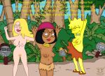  3girls american_dad bouncing_breasts damsel_in_distress edit family_guy female_full_frontal_nudity female_nudity francine_smith funny gif guido_l inverted_nipples island jump jungle large_areolae lisa_simpson lisalover meg_griffin milk one_innie one_outie tagme the_simpsons topless waving 