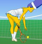  ass bending_over bottomless evilweazel_(artist) marge_simpson no_panties tennis the_simpsons thighs yellow_skin 